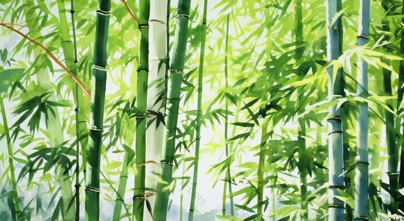 中国风水彩山中竹林画,插画/手绘图,插画/手绘图库,插画/手绘图下载,插画/手绘